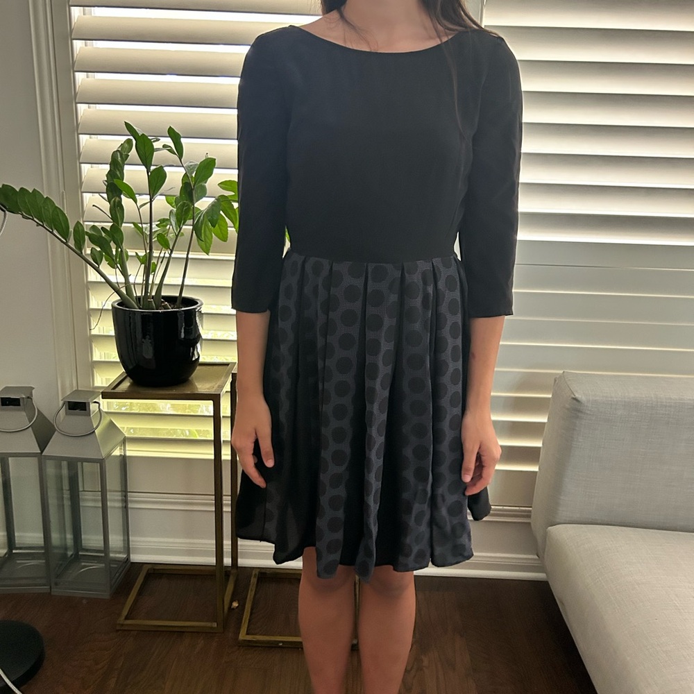 MaxMara Black Pleated Fit and Flare Dress